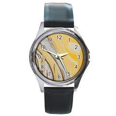 Yellow Jungle Round Metal Watch by WILLBIRDWELL