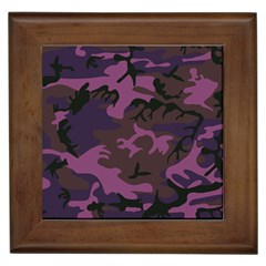 Camouflage Violet Framed Tiles by snowwhitegirl