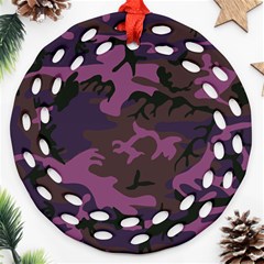 Camouflage Violet Ornament (round Filigree) by snowwhitegirl