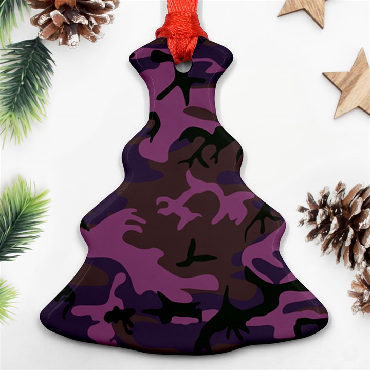 Camouflage Violet Christmas Tree Ornament (Two Sides)