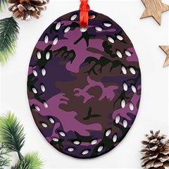 Camouflage Violet Ornament (oval Filigree) by snowwhitegirl