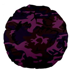 Camouflage Violet Large 18  Premium Flano Round Cushions by snowwhitegirl