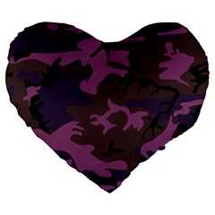 Camouflage Violet Large 19  Premium Flano Heart Shape Cushions by snowwhitegirl