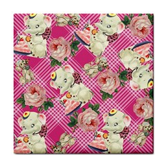 Retro Pets Plaid Pink Tile Coasters by snowwhitegirl