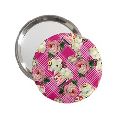 Retro Pets Plaid Pink 2 25  Handbag Mirrors by snowwhitegirl