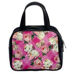 Retro Pets Plaid Pink Classic Handbag (two Sides) by snowwhitegirl