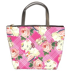 Retro Pets Plaid Pink Bucket Bag by snowwhitegirl