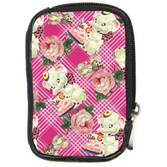 Retro Pets Plaid Pink Compact Camera Leather Case by snowwhitegirl