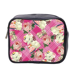 Retro Pets Plaid Pink Mini Toiletries Bag (two Sides) by snowwhitegirl