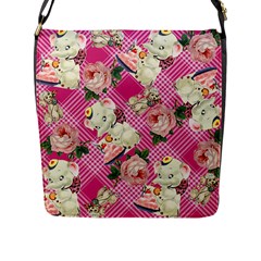 Retro Pets Plaid Pink Flap Closure Messenger Bag (l) by snowwhitegirl