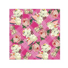 Retro Pets Plaid Pink Small Satin Scarf (square) by snowwhitegirl