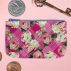 Retro Pets Plaid Pink Large Coin Purse by snowwhitegirl