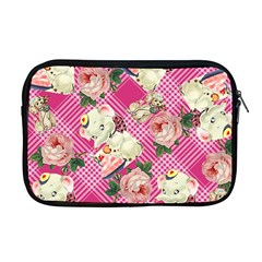 Retro Pets Plaid Pink Apple Macbook Pro 17  Zipper Case by snowwhitegirl