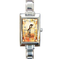 Cute Giraffe Mum With Funny Giraffe Baby Rectangle Italian Charm Watch