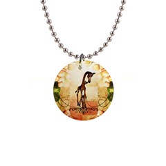 Cute Giraffe Mum With Funny Giraffe Baby Button Necklaces by FantasyWorld7