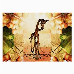 Cute Giraffe Mum With Funny Giraffe Baby Large Glasses Cloth (2-side) by FantasyWorld7