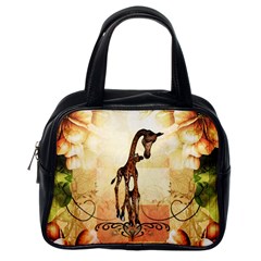 Cute Giraffe Mum With Funny Giraffe Baby Classic Handbag (one Side) by FantasyWorld7