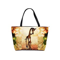 Cute Giraffe Mum With Funny Giraffe Baby Classic Shoulder Handbag by FantasyWorld7