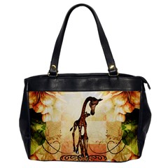 Cute Giraffe Mum With Funny Giraffe Baby Oversize Office Handbag