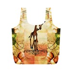 Cute Giraffe Mum With Funny Giraffe Baby Full Print Recycle Bag (M) Back