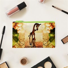 Cute Giraffe Mum With Funny Giraffe Baby Cosmetic Bag (xs) by FantasyWorld7