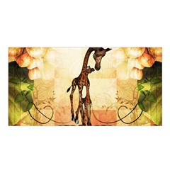 Cute Giraffe Mum With Funny Giraffe Baby Satin Shawl