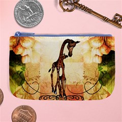 Cute Giraffe Mum With Funny Giraffe Baby Large Coin Purse by FantasyWorld7