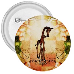 Cute Giraffe Mum With Funny Giraffe Baby 3  Buttons by FantasyWorld7