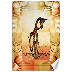 Cute Giraffe Mum With Funny Giraffe Baby Canvas 12  x 18 