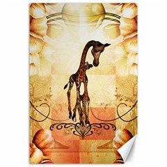 Cute Giraffe Mum With Funny Giraffe Baby Canvas 24  X 36  by FantasyWorld7