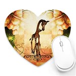 Cute Giraffe Mum With Funny Giraffe Baby Heart Mousepads Front