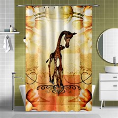 Cute Giraffe Mum With Funny Giraffe Baby Shower Curtain 48  x 72  (Small) 