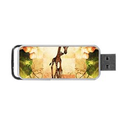 Cute Giraffe Mum With Funny Giraffe Baby Portable USB Flash (One Side)