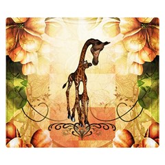 Cute Giraffe Mum With Funny Giraffe Baby Double Sided Flano Blanket (Small) 