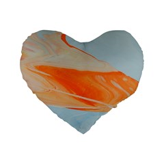 Orange And Blue Standard 16  Premium Heart Shape Cushions by WILLBIRDWELL