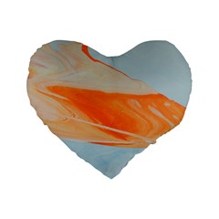 Orange And Blue Standard 16  Premium Flano Heart Shape Cushions by WILLBIRDWELL