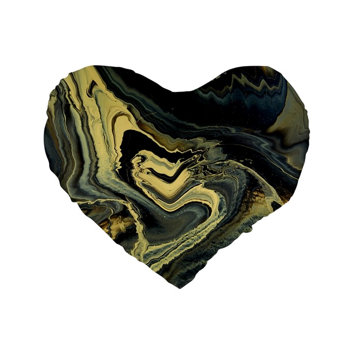 Yellow Nebula Standard 16  Premium Flano Heart Shape Cushions