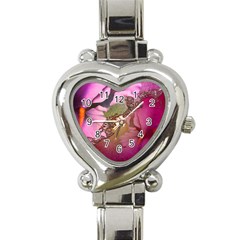 Flowers In Soft Violet Colors Heart Italian Charm Watch by FantasyWorld7