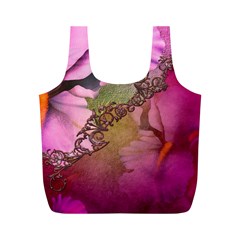 Flowers In Soft Violet Colors Full Print Recycle Bag (m) by FantasyWorld7