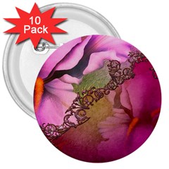 Flowers In Soft Violet Colors 3  Buttons (10 Pack)  by FantasyWorld7