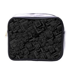 Black Rectangle Wallpaper Grey Mini Toiletries Bag (one Side) by Nexatart