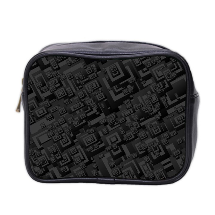 Black Rectangle Wallpaper Grey Mini Toiletries Bag (Two Sides)