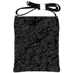 Black Rectangle Wallpaper Grey Shoulder Sling Bag by Nexatart