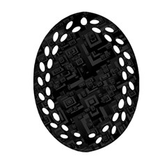 Black Rectangle Wallpaper Grey Oval Filigree Ornament (two Sides) by Nexatart