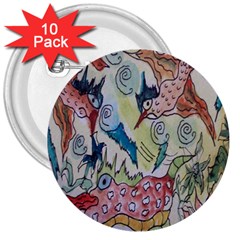 Watercolor Postcard2 3  Buttons (10 Pack) 