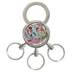 Watercolor Postcard2 3-ring Key Chains