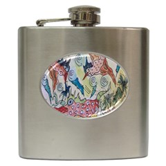 Watercolor Postcard2 Hip Flask (6 Oz) by chellerayartisans