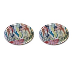 Watercolor Postcard2 Cufflinks (oval) by chellerayartisans