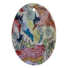 Watercolor Postcard2 Oval Ornament (two Sides)