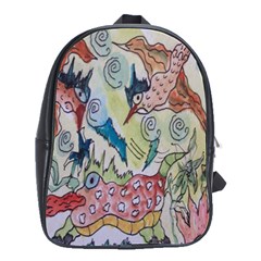 Watercolor Postcard2 School Bag (large)